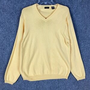 Izod‎ Sweater Men's Large Pullover Yellow Cotton Blend Knit Adults L